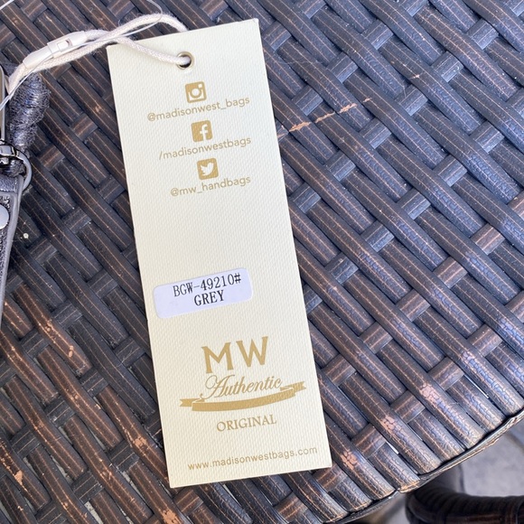 Madison west grey faux leather crossbody with wristlet option. NWT metallic trim - Picture 2 of 7